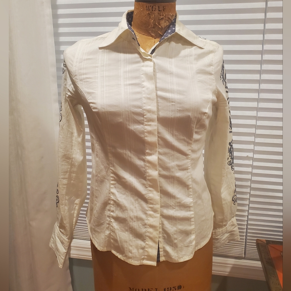 Guess Blouse - White with Paisley Pattern